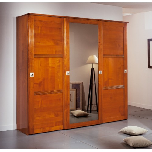 Armoire contemporelle 3 portes en merisier